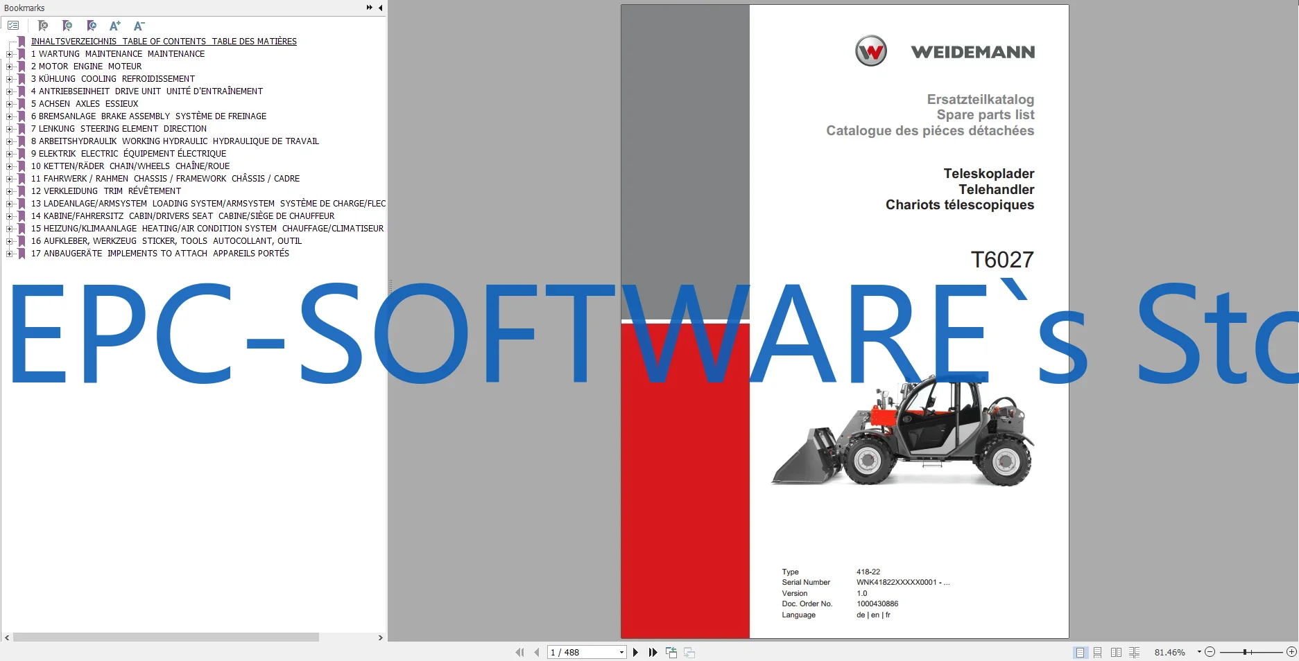 Heavy Equipment Software - EPC-SOFTWARE Weidemann Katalog Suku Cadang Alat