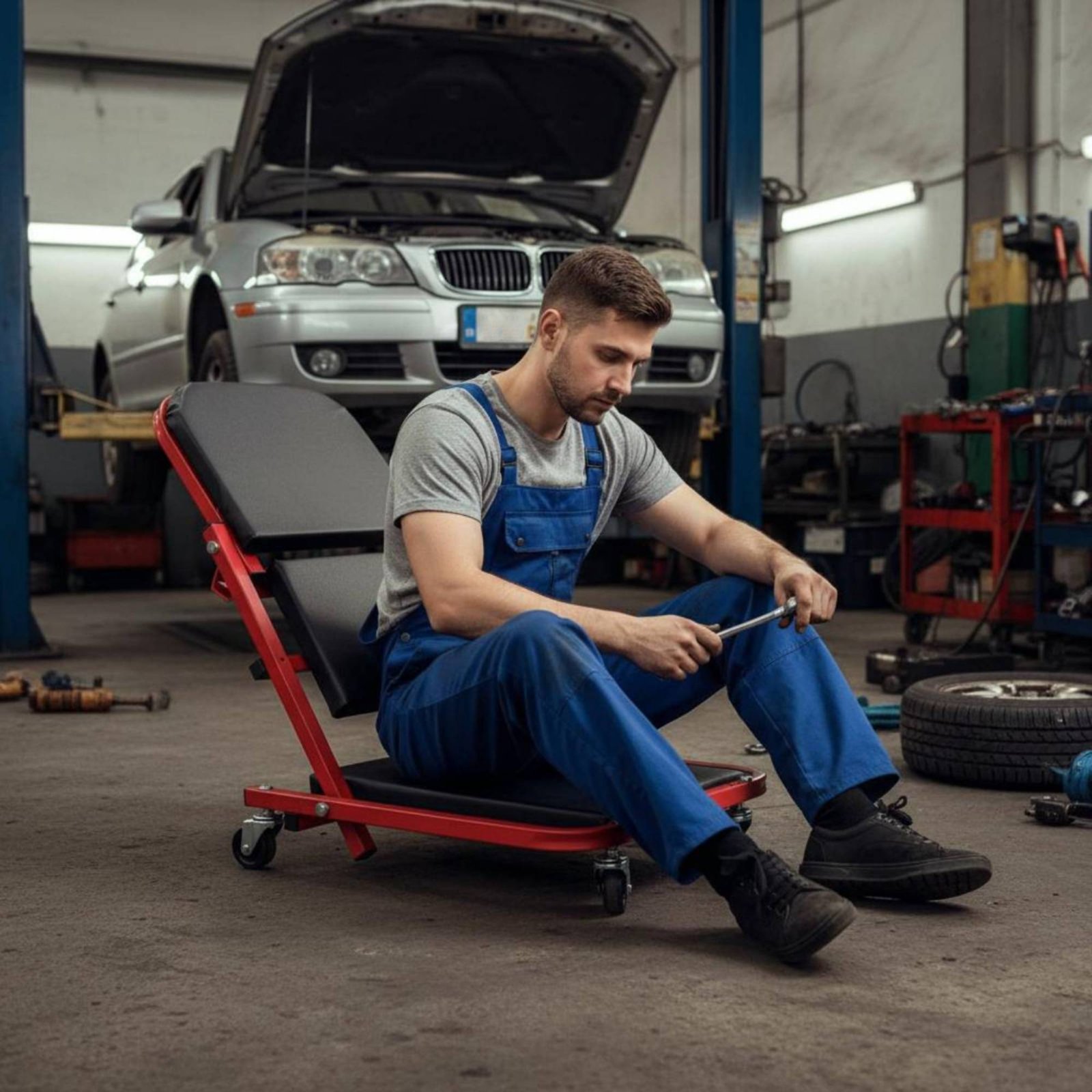 Kursi Bengkel Lipat 2-in-1, Ku - Heavy Equipment Repair ulasan dan harga
